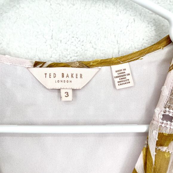 Ted Baker Women's CABANA Smocked Sleeveless Printed Floral Print Blouse Top - Picture 3 of 5